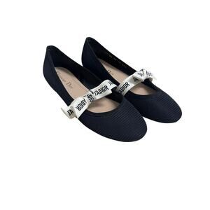 Christian Dior Women's J'Adior Ballet flats black with white bow size 36 1/2